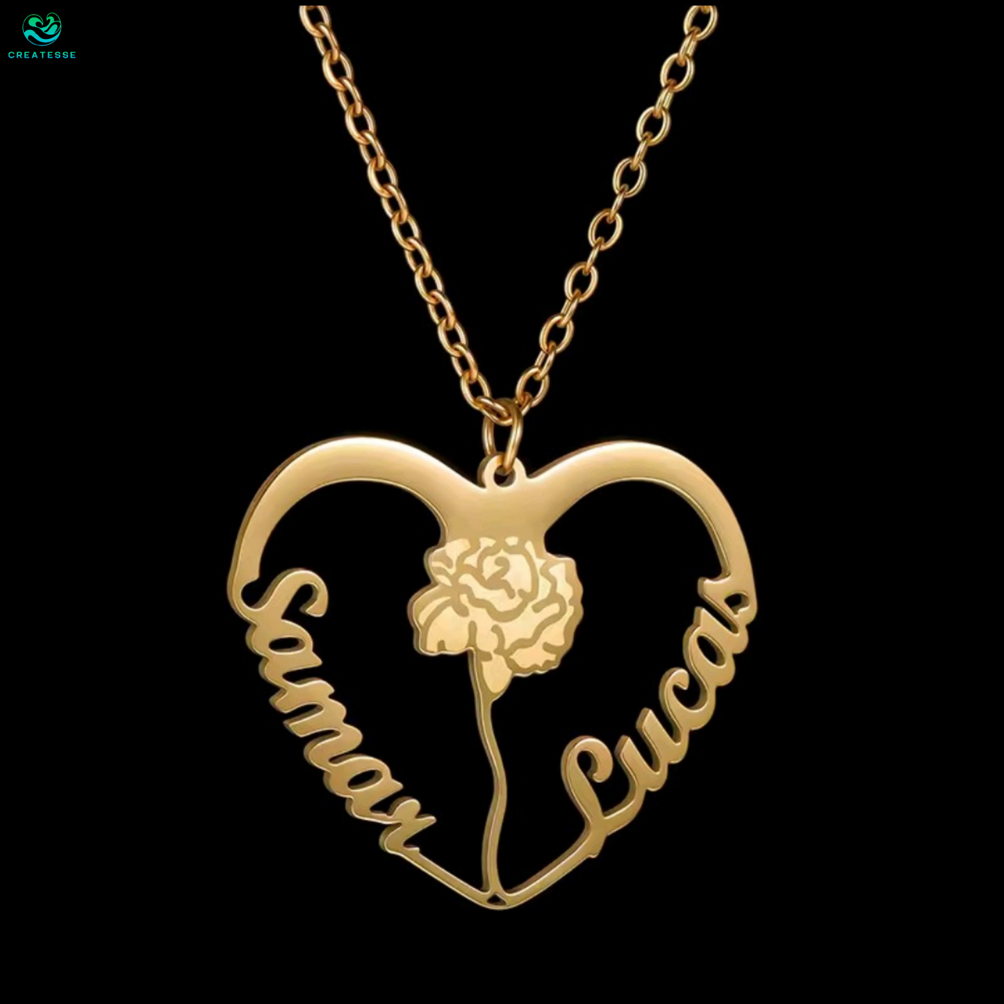 Flor con Forma de Corazon Grabado