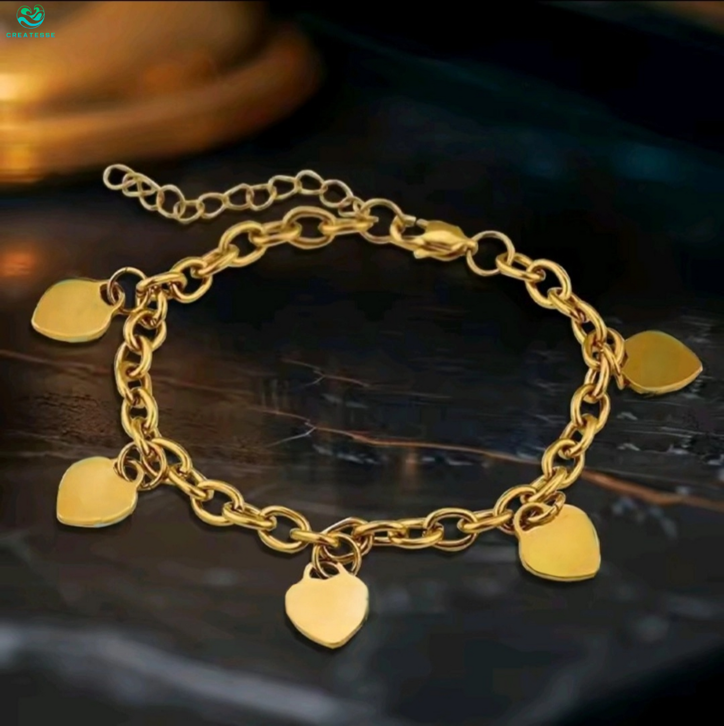 Pulsera de Corazones Grabados