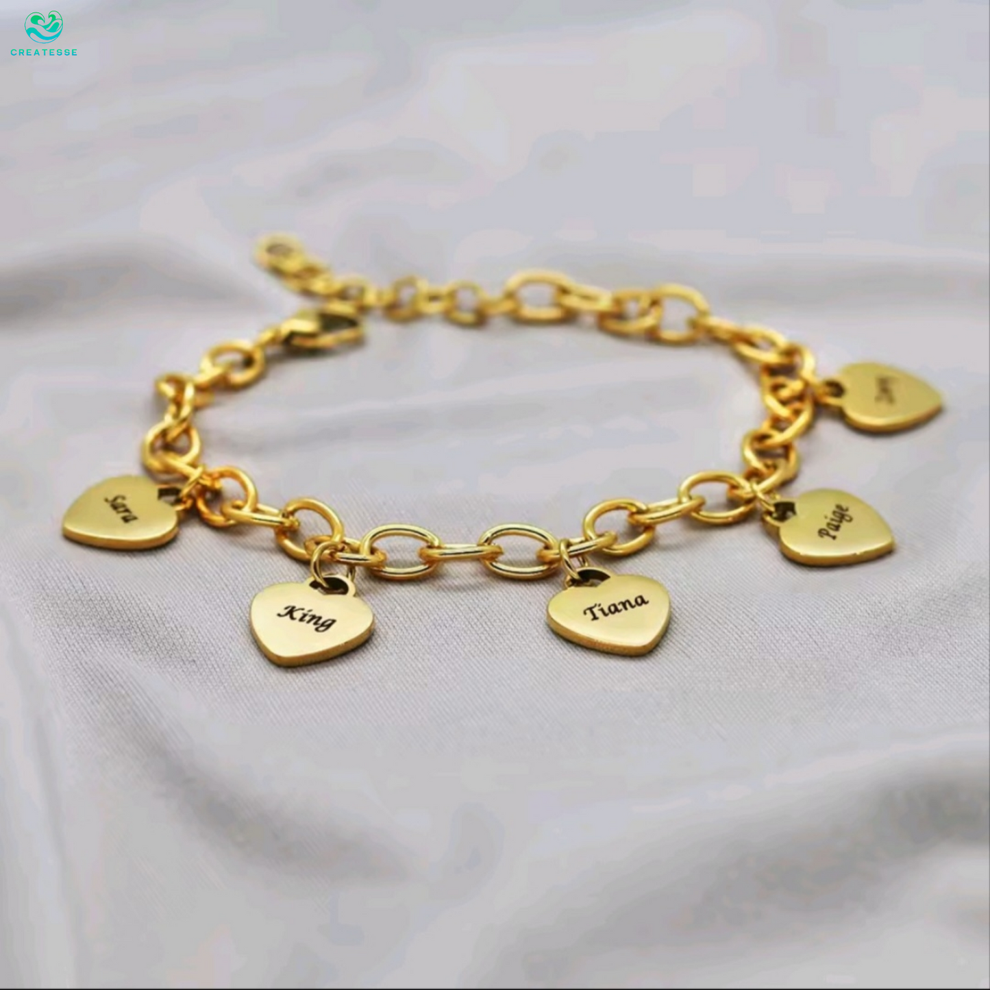 Pulsera de Corazones Grabados