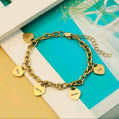 Pulsera de Corazones Grabados